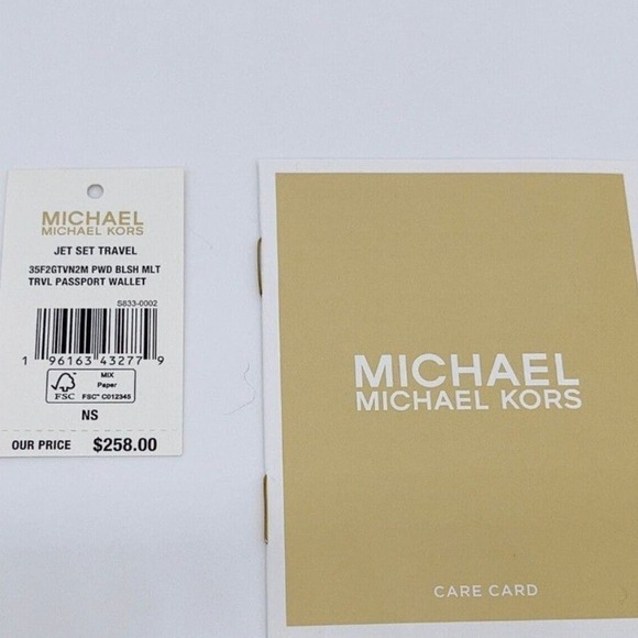 Michael Kors Passport Wallet Stripe Jet Set Stripe MK Signature Powder blush Mlt - Picture 5 of 5